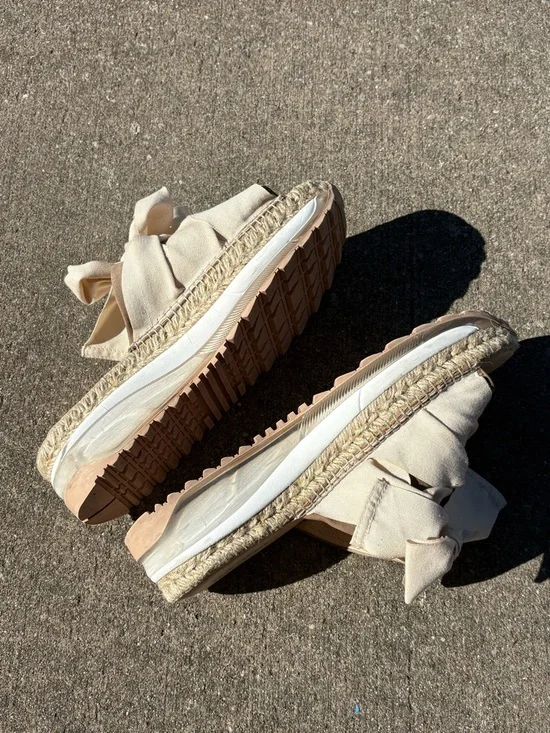 Free People Chapman Sandal Cream Espadrille Platform Slide Sandals with Bow - Picture 6 of 9